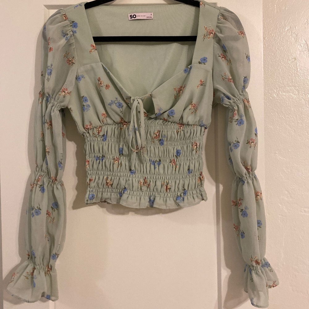 Green Floral Long Sleeve Billie Top